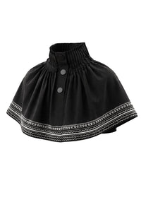 ROVA HIGH NECK CRYSTAL WHITE EMBROIDERED  BLACK CAPE