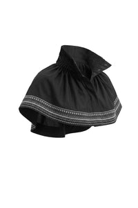 ROVA HIGH NECK CRYSTAL WHITE EMBROIDERED  BLACK CAPE