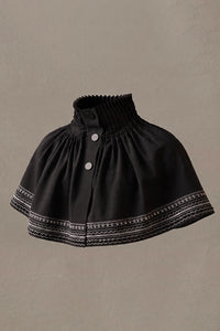 ROVA HIGH NECK CRYSTAL WHITE EMBROIDERED  BLACK CAPE