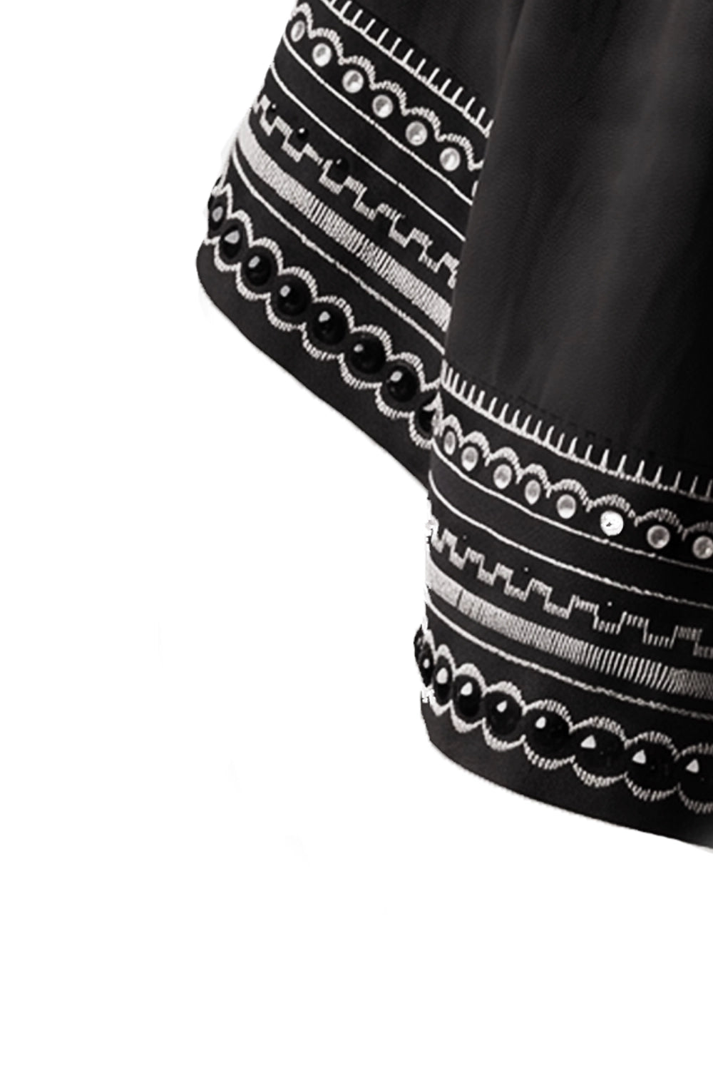 ROVA HIGH NECK CRYSTAL WHITE EMBROIDERED  BLACK CAPE