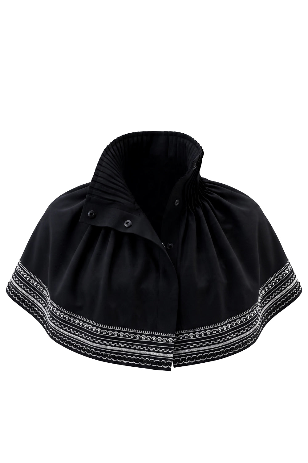ROVA HIGH NECK CRYSTAL WHITE EMBROIDERED  BLACK CAPE