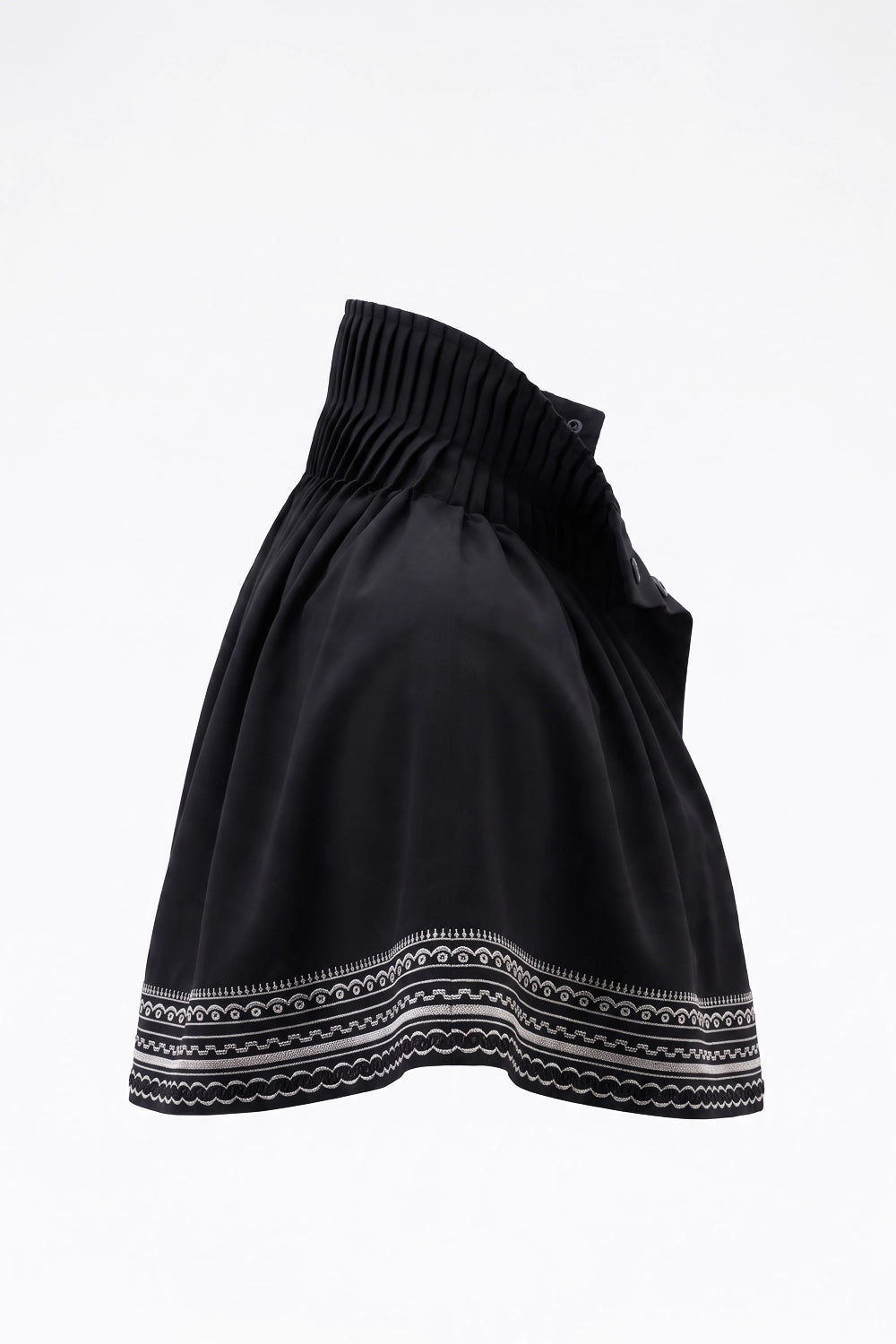 ROVA HIGH NECK CRYSTAL WHITE EMBROIDERED  BLACK CAPE