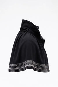 ROVA HIGH NECK CRYSTAL WHITE EMBROIDERED  BLACK CAPE