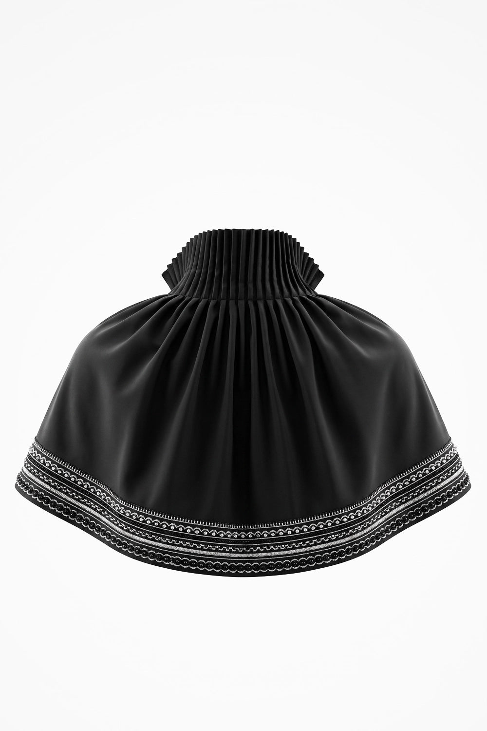ROVA HIGH NECK CRYSTAL WHITE EMBROIDERED  BLACK CAPE