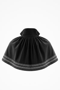 ROVA HIGH NECK CRYSTAL WHITE EMBROIDERED  BLACK CAPE