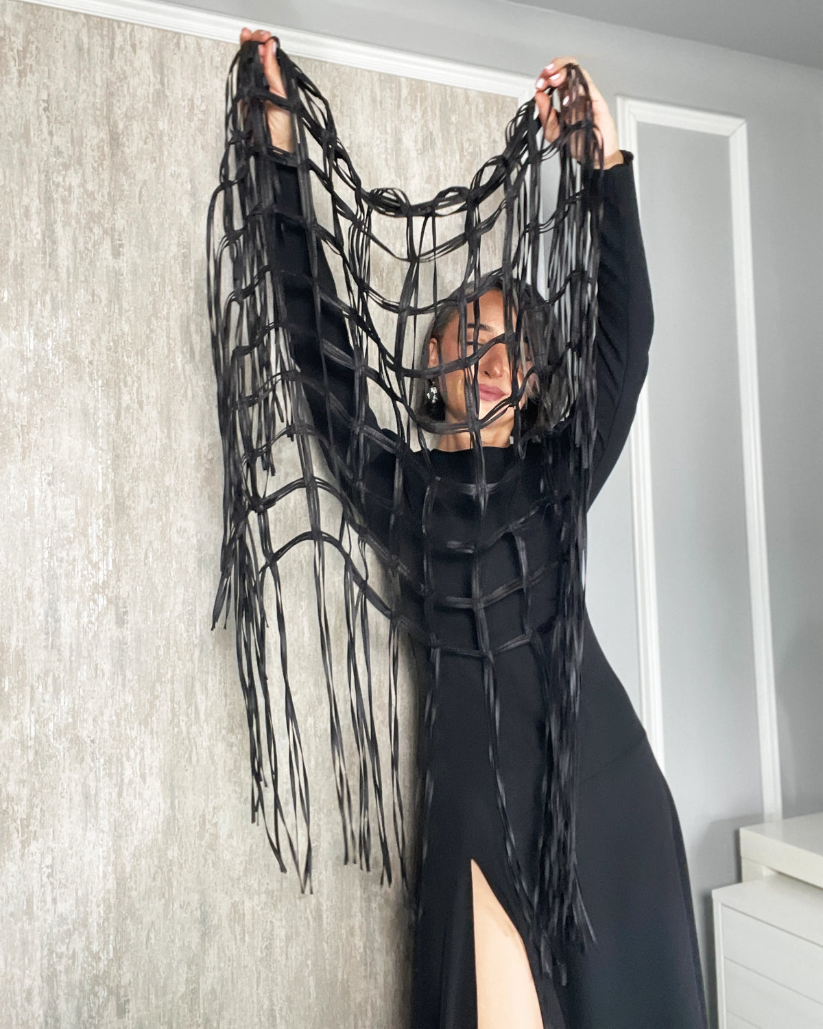 Burcu Aslan Shawl SABERI FRINGED HANDMADE SHOLDER SHAWL / ACCESSORIES / NECKLACE