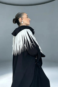 SANURA FRINGED AVANTGARDE COLLAR CAFTAN DRESS