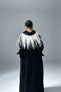 SANURA FRINGED AVANTGARDE COLLAR CAFTAN DRESS
