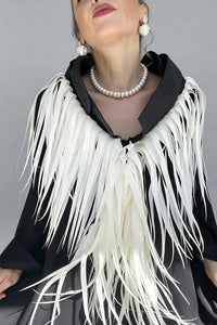SANURA FRINGED AVANTGARDE COLLAR CAFTAN DRESS