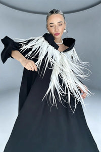 SANURA FRINGED AVANTGARDE COLLAR CAFTAN DRESS