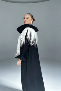 SANURA FRINGED AVANTGARDE COLLAR CAFTAN DRESS