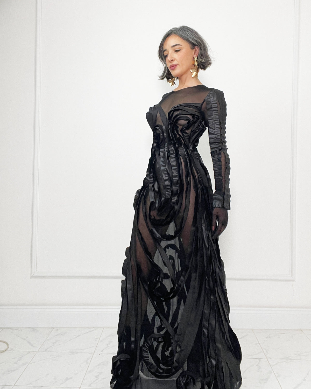 Burcu Aslan Dress SIYO TRANSPARENT EVENING DRESS