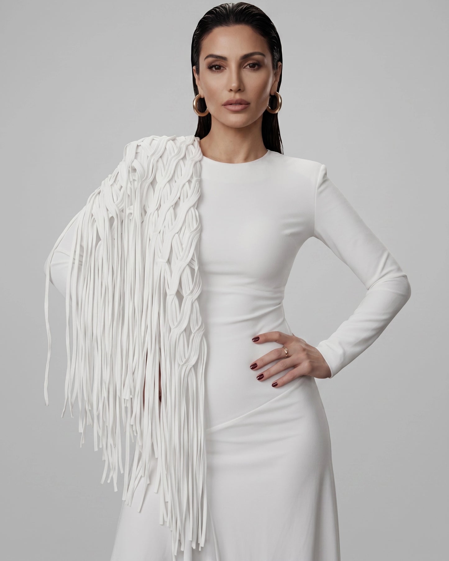 Burcu Aslan Shawl POLE FRINGED HANDMADE SHOLDER SHAWL/ ACCESSORIES/ NECKLACE