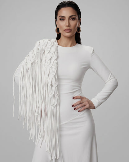 Burcu Aslan Shawl POLE FRINGED HANDMADE SHOLDER SHAWL/ ACCESSORIES/ NECKLACE
