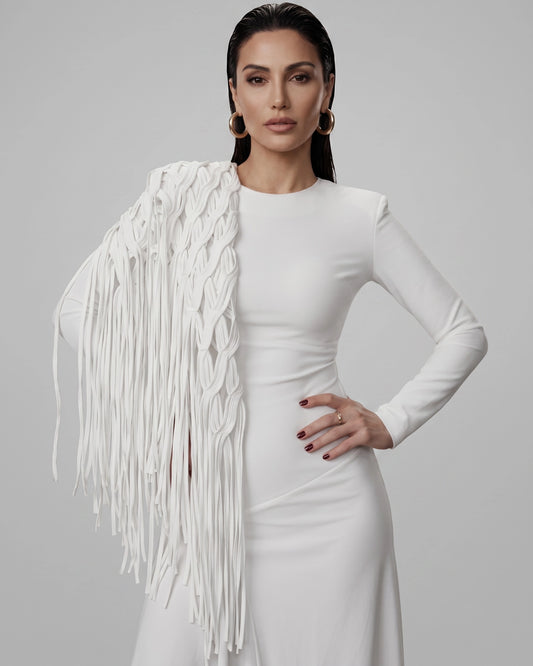 Burcu Aslan Shawl POLE FRINGED HANDMADE SHOLDER SHAWL/ ACCESSORIES/ NECKLACE