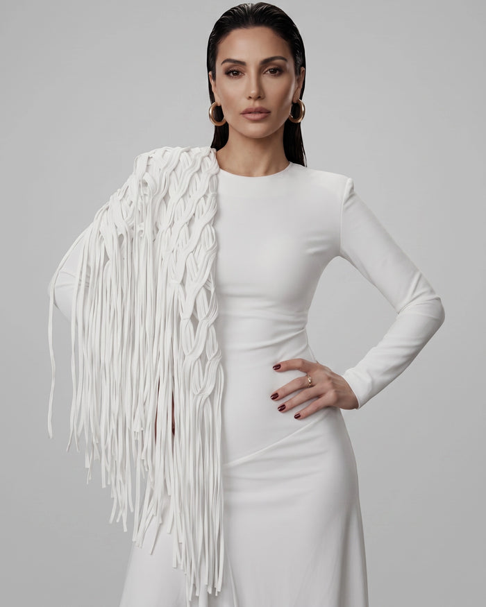 Burcu Aslan Shawl POLE FRINGED HANDMADE SHOLDER SHAWL/ ACCESSORIES/ NECKLACE